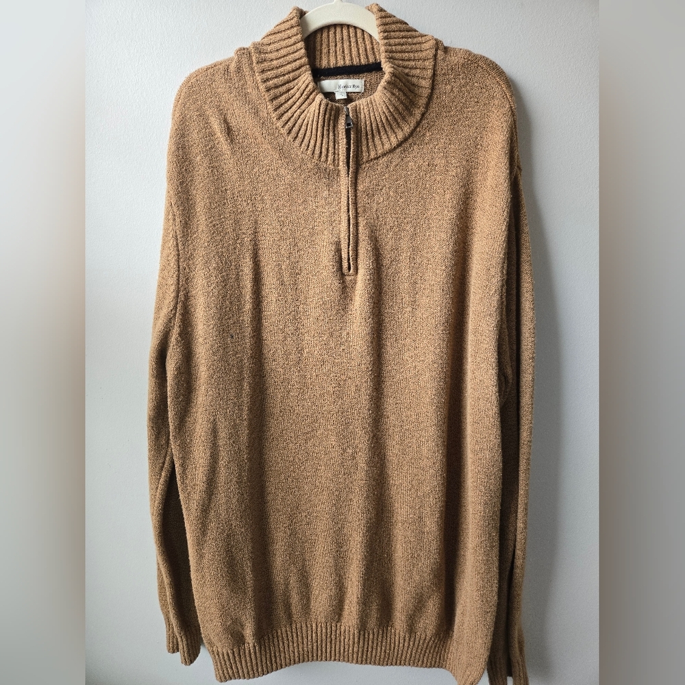 Men's Tan Half- Zip Sweater